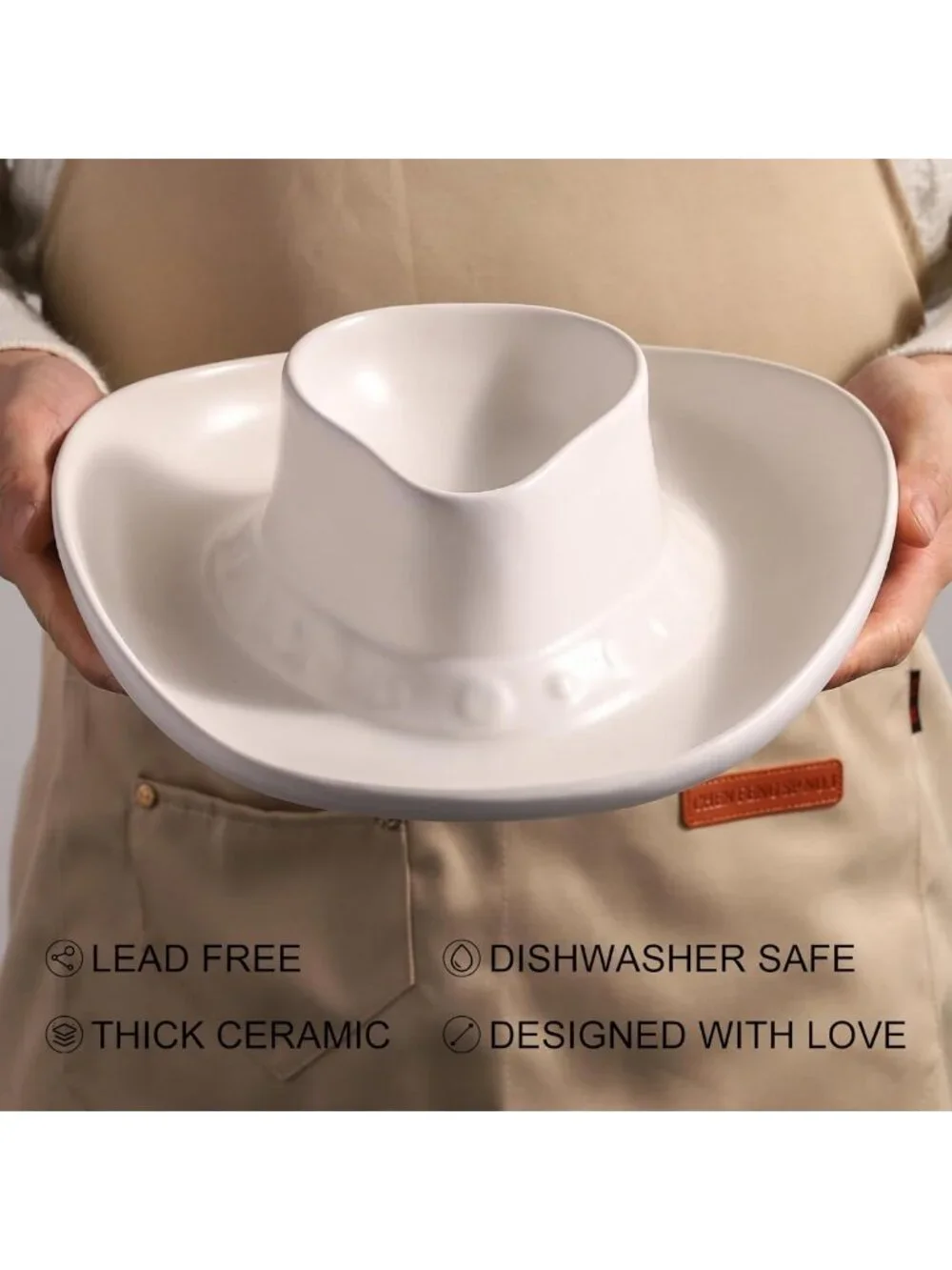 Cowboy Hat Chip and Dip Serving Bowl Set - Perfect for Salsa & Snacks, 10.6